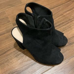 H&M black open toe suede heels, used condition